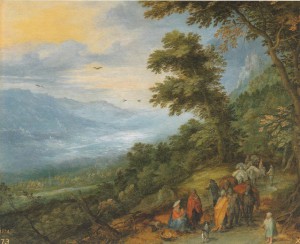 ヤン・ブリューゲル1世「森の中のロバの隊列とロマたち」 (640x520)